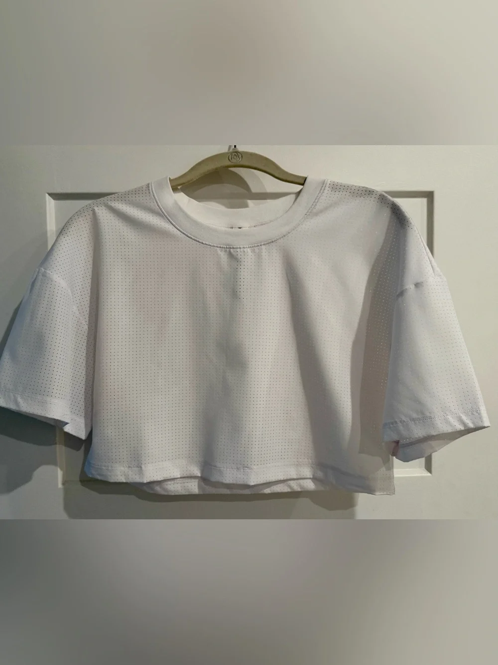 ALO Yoga White Mesh Cropped Mirage Tee S - NWOT